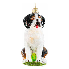 Saint Bernard dog blown glass Christmas tree ornament height 8 cm