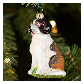 Saint Bernard dog blown glass Christmas tree ornament height 8 cm