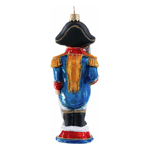 Christmas tree decoration: French nutcracker with Eiffel tower, blown glass, h 5 in 5