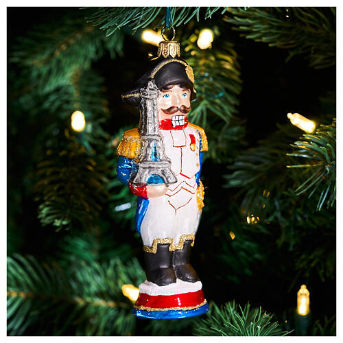 Addobbo vetro soffiato Nutcracker francese albero Natale altezza 13 cm 2