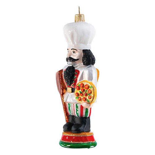 Christmas tree decoration: Italian nutcracker with pizza, blown glass, h 5 in 3