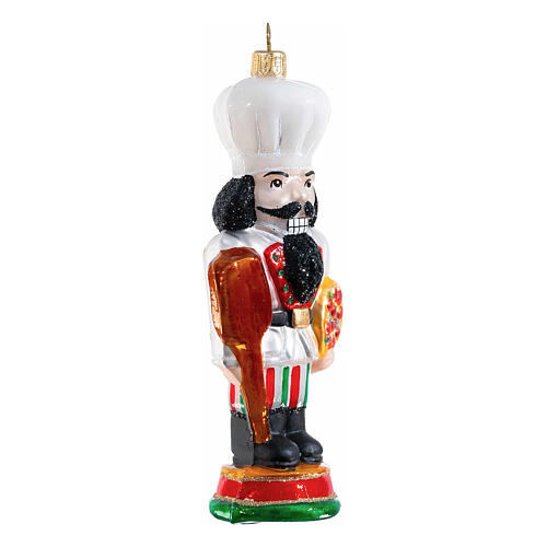 Christmas tree decoration: Italian nutcracker with pizza, blown glass, h 5 in 4