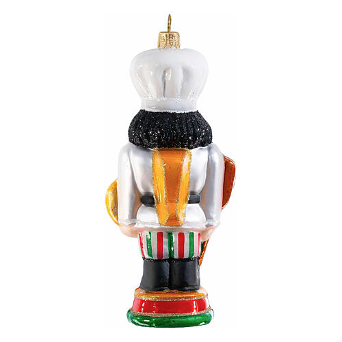 Christmas tree decoration: Italian nutcracker with pizza, blown glass, h 5 in 5