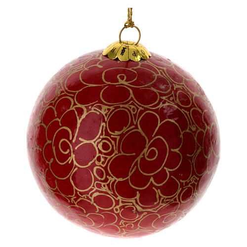 Luxury box of papier-mâché Christmas balls, set of 6, 3 in 8