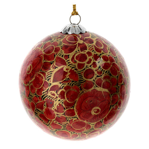 Christmas baubles in luxury box 6 pcs colored paper mache 80 mm 6