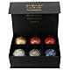 Christmas baubles in luxury box 6 pcs colored paper mache 80 mm s2