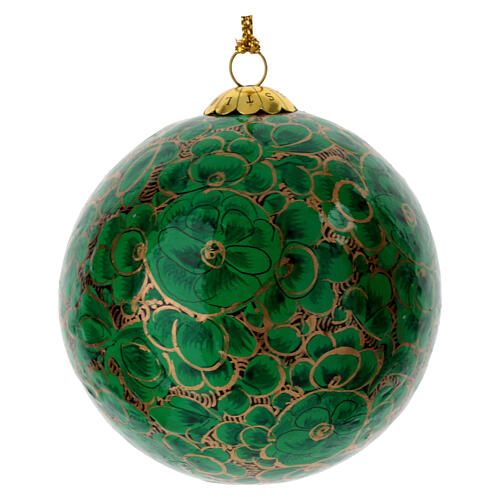 Luxury box of papier-mâché Christmas balls, floral set of 6, 3 in 6