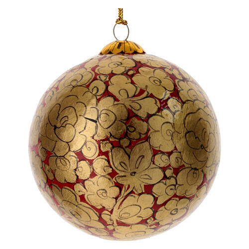 Luxury box of papier-mâché Christmas balls, floral set of 6, 3 in 7