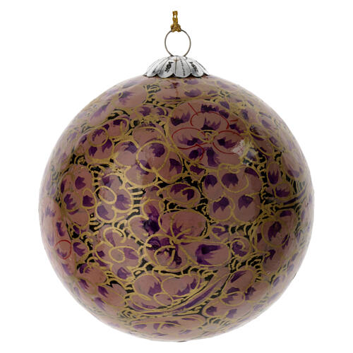 Luxury box of papier-mâché Christmas balls, floral set of 6, 3 in 8