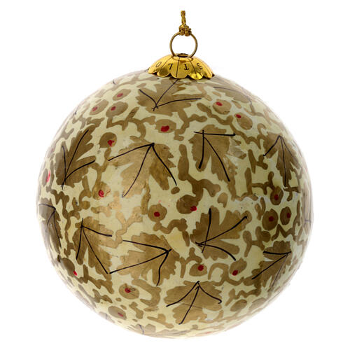 Luxury box of papier-mâché Christmas balls, Autumnal set of 6, 3 in 4