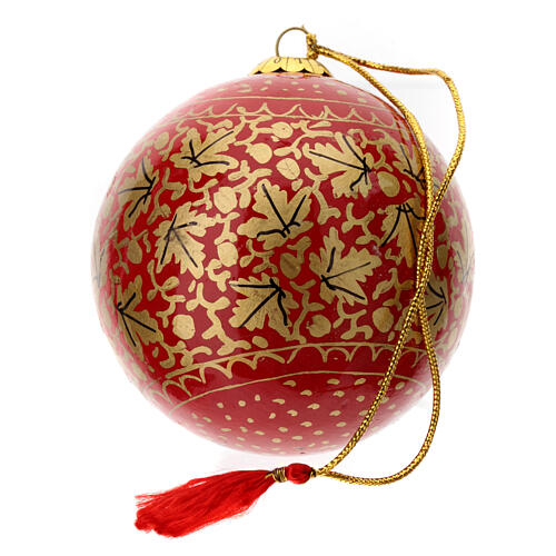 Luxury box of papier-mâché Christmas balls, Autumnal set of 6, 3 in 10