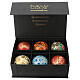 Luxury box of papier-mâché Christmas balls, Autumnal set of 6, 3 in s2