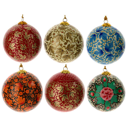 Luxury box autumnal natale 6 pz palline cartapesta 80 mm 1