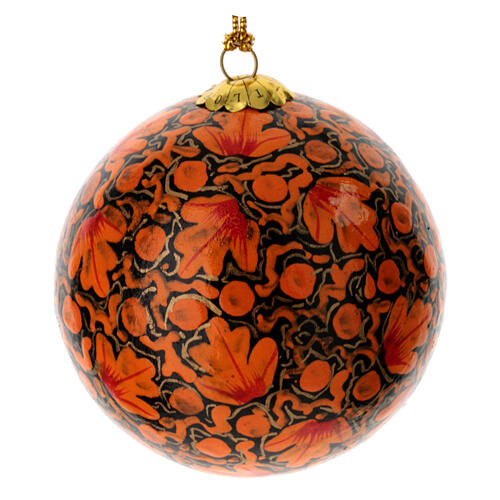 Luxury autumnal Christmas balls box 6 pcs paper mache 80 mm 6