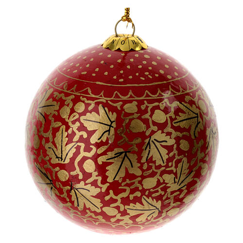 Luxury autumnal Christmas balls box 6 pcs paper mache 80 mm 7