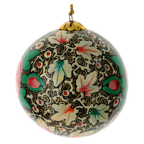 Luxury autumnal Christmas balls box 6 pcs paper mache 80 mm 9