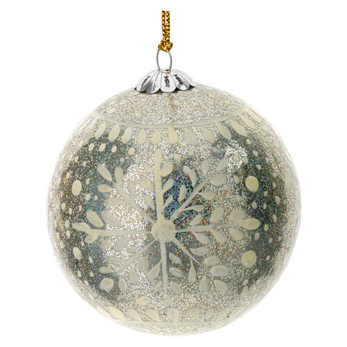 Luxury box of papier-mâché Christmas balls, Frozen set of 6, 3 in 8