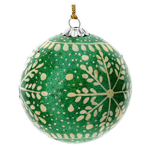 Luxury box of papier-mâché Christmas balls, Frozen set of 6, 3 in 12