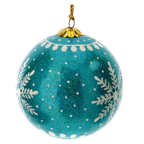 Luxury box of papier-mâché Christmas balls, Frozen set of 6, 3 in 13