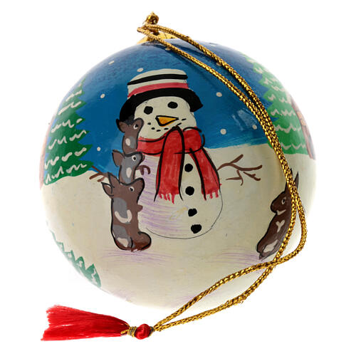 Luxury box "Snowy Christmas" of papier-mâché Christmas balls, set of 6, 3 in 9