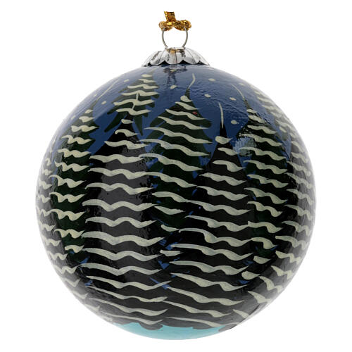 Luxury box 6 pcs boules sapin Noël en papier mâché Snowy Christmas 80 mm 6