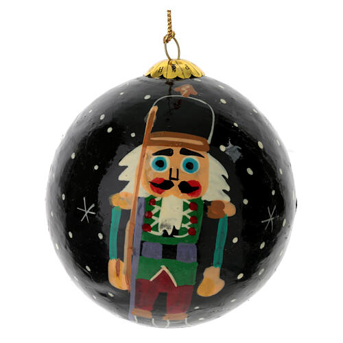 Luxury box of papier-mâché Christmas balls, set of 6, 3 in, Santa and Nutcrackers 7