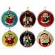 Luxury box of papier-mâché Christmas balls, set of 6, 3 in, Santa and Nutcrackers s1