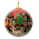 Christmas tree ball with animals, red papier-mâché, 3 in s2