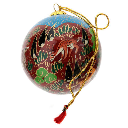 Weihnachtskugel „Freunde des Waldes“, himmelblau, Pappmaché, Ø 7,5 cm 4