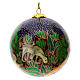 Boule sapin Noël en papier mâché bleu animaux forêt 80 mm s2