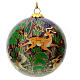 Pallina albero Natale in cartapesta blu animali foresta 80 mm s1