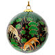 Emerald green Christmas tree bauble with paper mache animals 80 mm s2