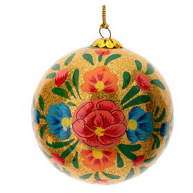 Alizeh gold glittery paper-mache Christmas bauble 80 mm