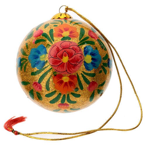 Alizeh gold glittery paper-mache Christmas bauble 80 mm 3