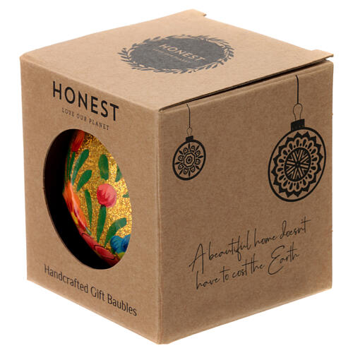 Alizeh gold glittery paper-mache Christmas bauble 80 mm 4