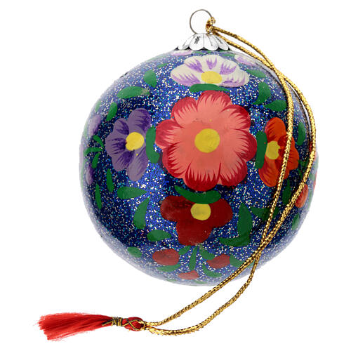 Weihnachtskugel „Alizeh“, Pappmaché, glitzernd blau, Ø 7,5 cm 3