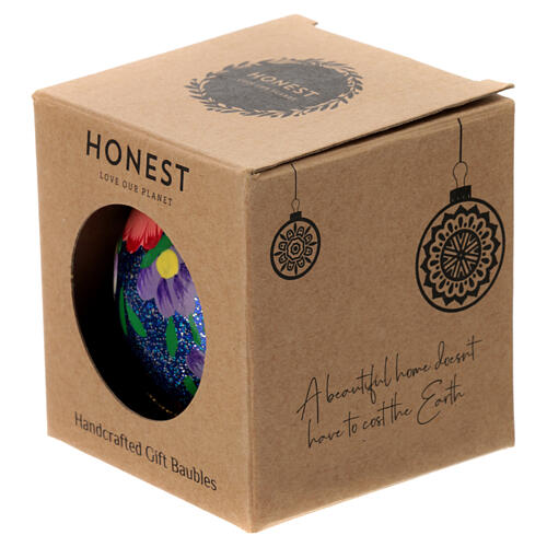 Weihnachtskugel „Alizeh“, Pappmaché, glitzernd blau, Ø 7,5 cm 4