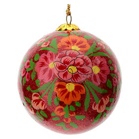 Weihnachtskugel „Alizeh“, Pappmaché, glitzernd rot, Ø 7,5 cm