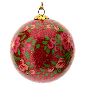 Weihnachtskugel „Alizeh“, Pappmaché, glitzernd rot, Ø 7,5 cm