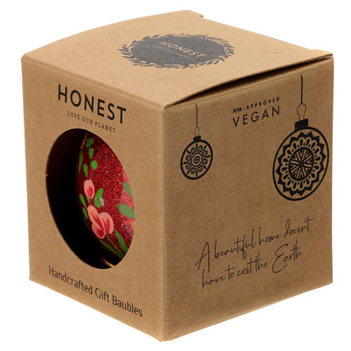 Weihnachtskugel „Alizeh“, Pappmaché, glitzernd rot, Ø 7,5 cm 4