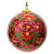 Glittery red Christmas ball Alizeh, floral pattern on papier-mâché, 3 in s1