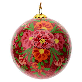 Bola árbol Navidad purpurina roja papel maché Alizeh 80 mm