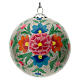 Christmas ball Alizeh, floral pattern on silver glitter, papier-mâché, 3 in s1