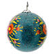 Alizeh Christmas ball, papier-mâché, turquoise glitter and floral pattern, 3 in s2