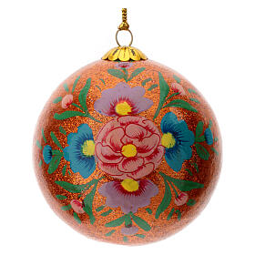 Weihnachtskugel „Alizeh“, Pappmaché, glitzernd orange, Ø 7,5 cm
