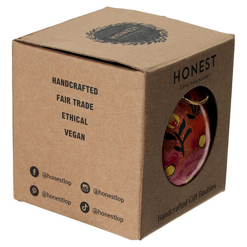 Boule Noël pailletée orange papier mâché 80 mm 4