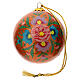 Orange glittery paper mache Christmas bauble 80 mm s3