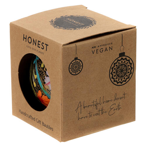 Weihnachtskugel aus Pappmaché, himmelblau mit Blumenmotiv, Ø 7,5 cm 4