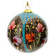 Papier-mâché Christmas tree ball, light blue with flowers, 3 in s2