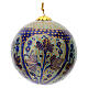 Papier-mâché Christmas tree ball, blue and gold with flowers, 3 in s1